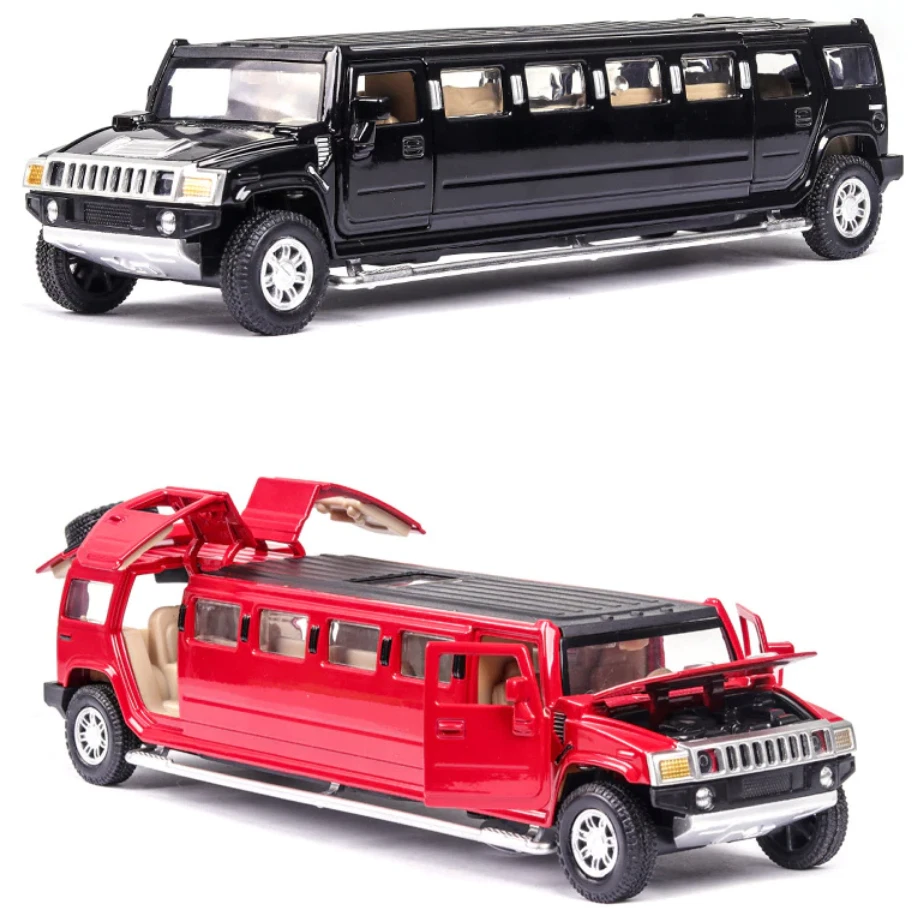 Modellino auto Hummer berlina con funzione di ritiro luci e suoni / 3 colori / 1:32 - Immagine 2 di 4
