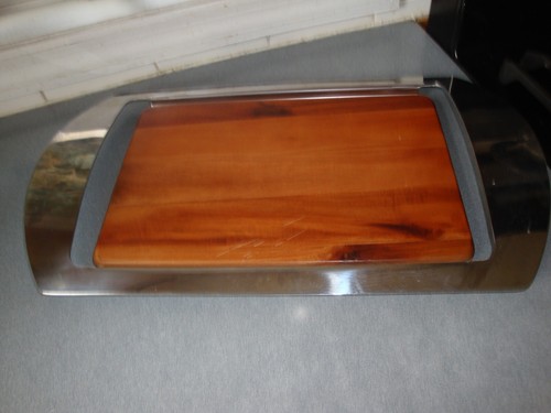 NAMBE MIKKO BAR SERVING TRAY ACACIA WOOD STAINLESS STEEL HANDLES 19" TRAY - Picture 6 of 10