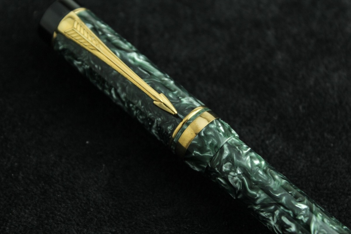 Parker Duofold International Green Marble Rollerball Pen | eBay