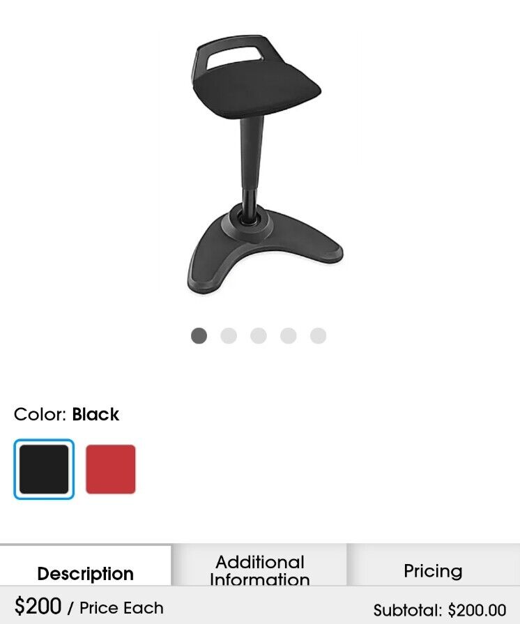 Uline H-7055bl Fabric Office Sit/Stand Stool(2) Black