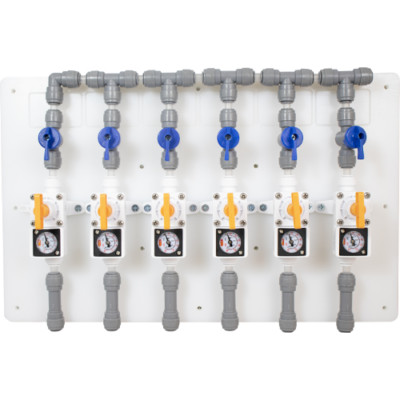 Duotight Draft Regulator Board | Gas Manifold | 6 Way w/ Valves & all shown