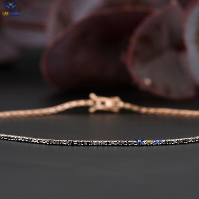 0.62 TDW Round Cut Moissanite Diamond Tennis Bracelet 10K Rose Gold Labstone