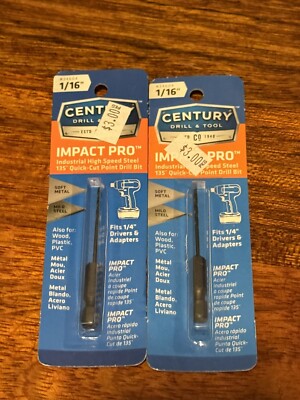 Century Drill & Tool Pro Grade Impact Pro Drill Bit, 1/16  shank Count 2