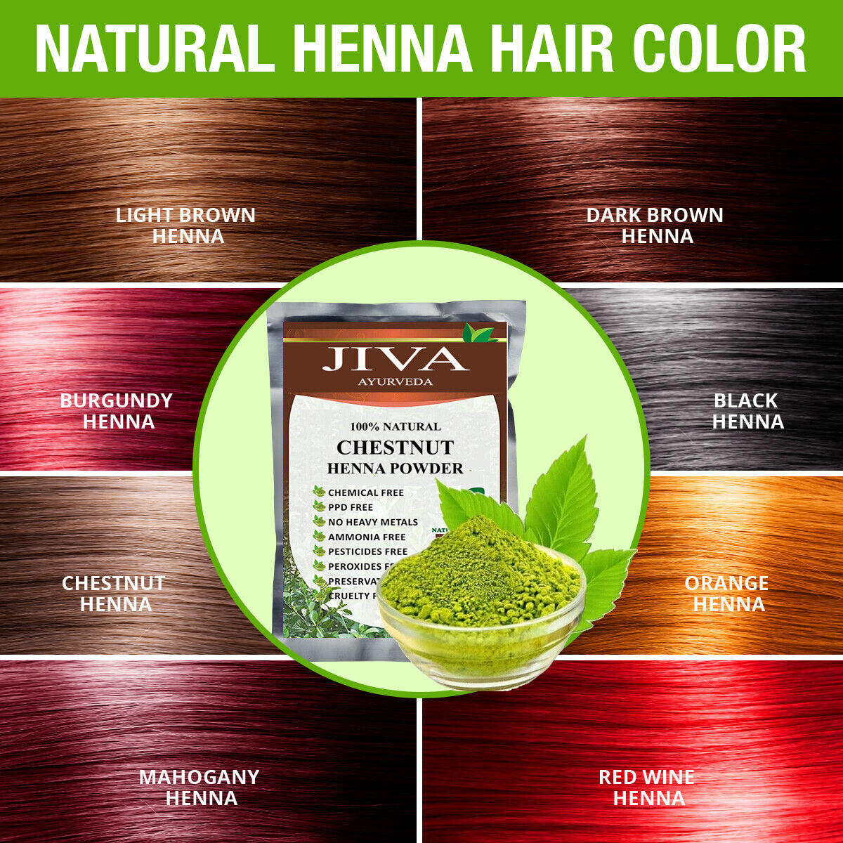 Henna Hair Dye Color Powder CHESTNUT/BLACK /BROWN/RED WINE