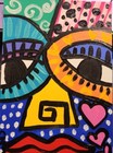 ACEO ORIGINAL ABSTRACT FACE Acrylic & GOUACHE PAINTING NEW   — photo 2