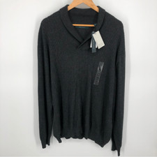 Perry Ellis Sweater Mens 2X Charcoal Gray Shawl Collar Pullover NWT