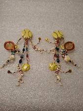 Vintage Lunch at the Ritz Enamel & Rhinestone Earrings Tennis Players