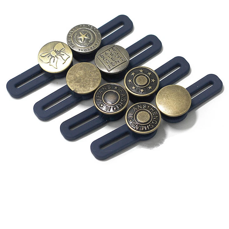 Jeans Button Extender Pants Waist Extension Stretch Adjustable Silicone & Metal - Image 3 of 4