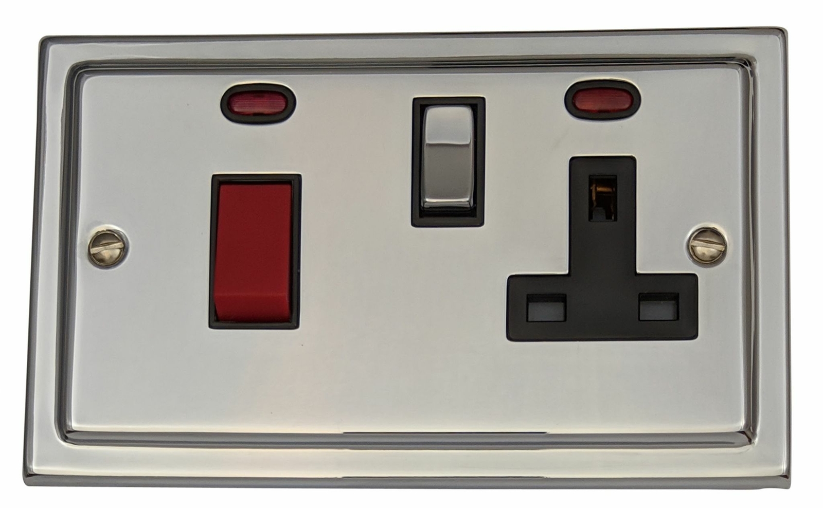 G&H TC329 Trimline Polished Chrome 45 Amp DP Cooker Switch & 13A Switched Socket