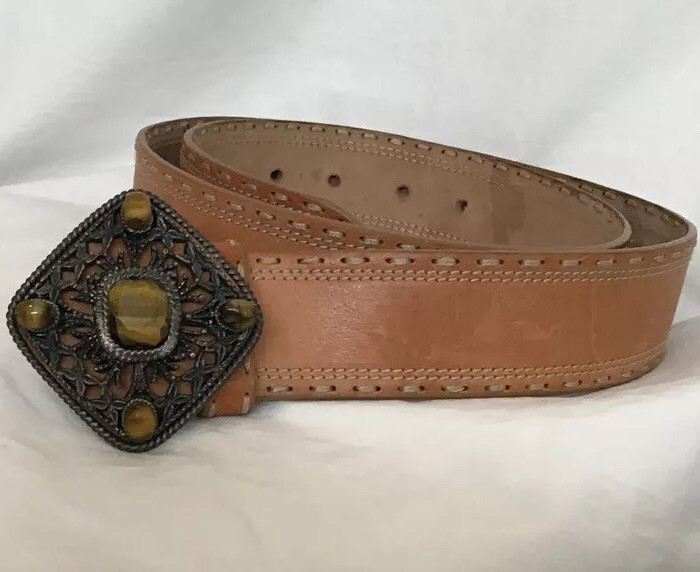 ermanno scervino Belt Brown Leather Silver Square Buckle  display picture 2