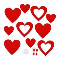 SaktopDeco 30 PCS Red Felt Heart Ornaments Heart Shaped Ornaments Bulk Hanging