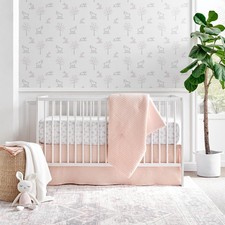 - Mills Waffle Crib Bed Set - Baby Nursery Set - Blush Pink - Blush Pink Text...