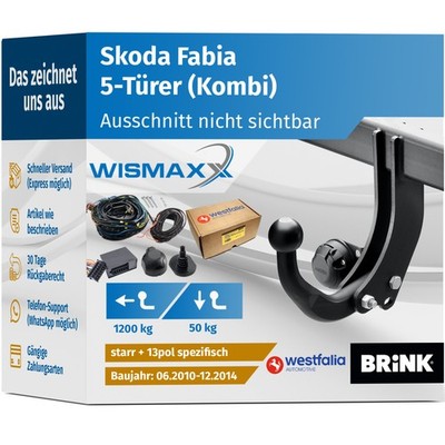 ANHÄNGERKUPPLUNG für Skoda Fabia 10-14 starr BRINK +13pol E-Satz SPEZ