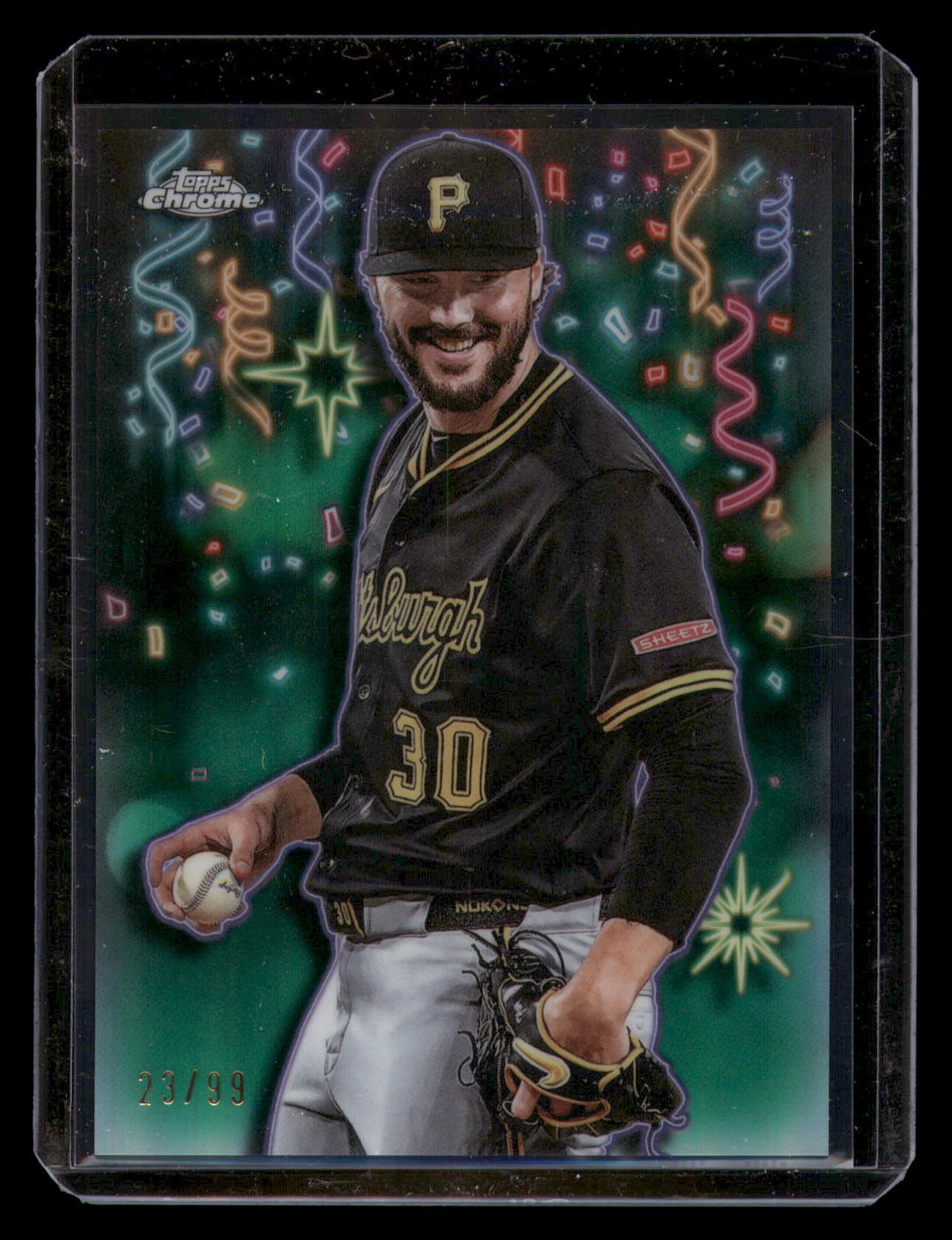 2025 Topps Chrome Update #CT-14 Paul Skenes Celebracion Green Refractor #/99