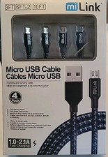 4-Pack Micro USB Fast Changing and Syncing Braided Nylon Cable - 3FT/6FTx2/10FT