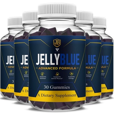 (5 Pack) JellyBlue Advanced Gummies, Jelly Blue Male Supplement (150 Gummies)