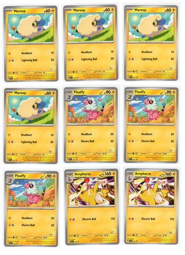 Pokemon Black Star Promo - Mareep Flaaffy Ampharos SVP 107 108 109 Complete Set