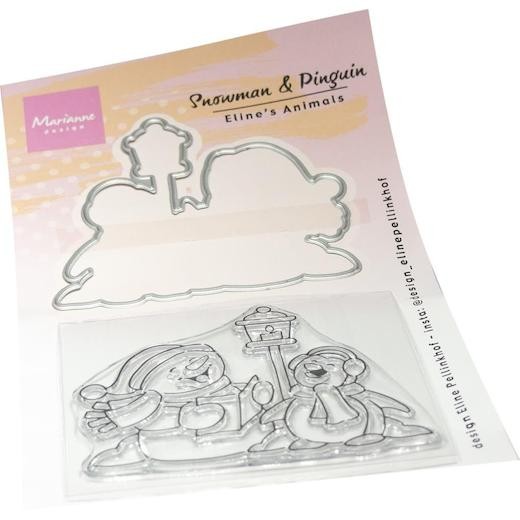Marianne Design Clear Stamps & Cutting Dies - Eline‘s Snowman & Penguin EC0205