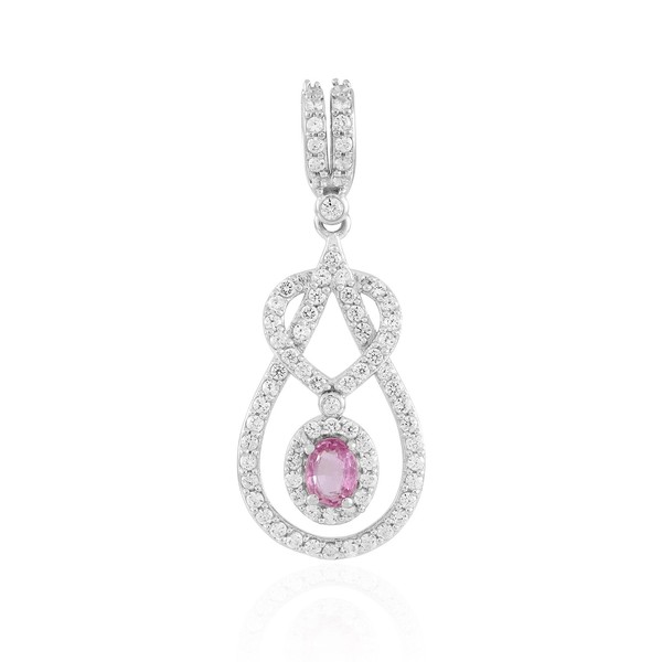 Silberner AnhäNger Mit Rosa Ceylon-Saphir-image