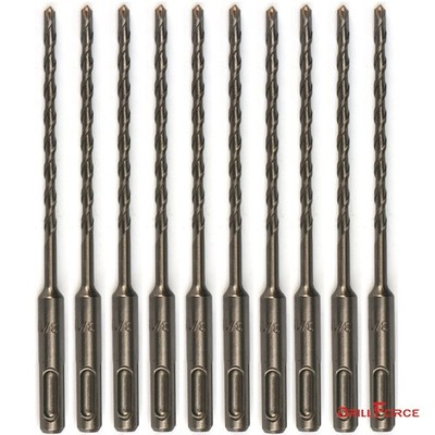 10PC 3/16'' X6'' Drill Bit Set SDS Plus Rotary Hammer Concrete Masonry Carbide Tip