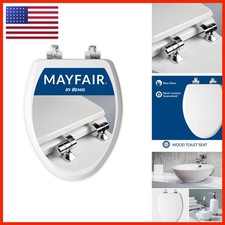 Mayfair Bennett Elongated Toilet Seat Slow Close Wood Chrome Hinges White