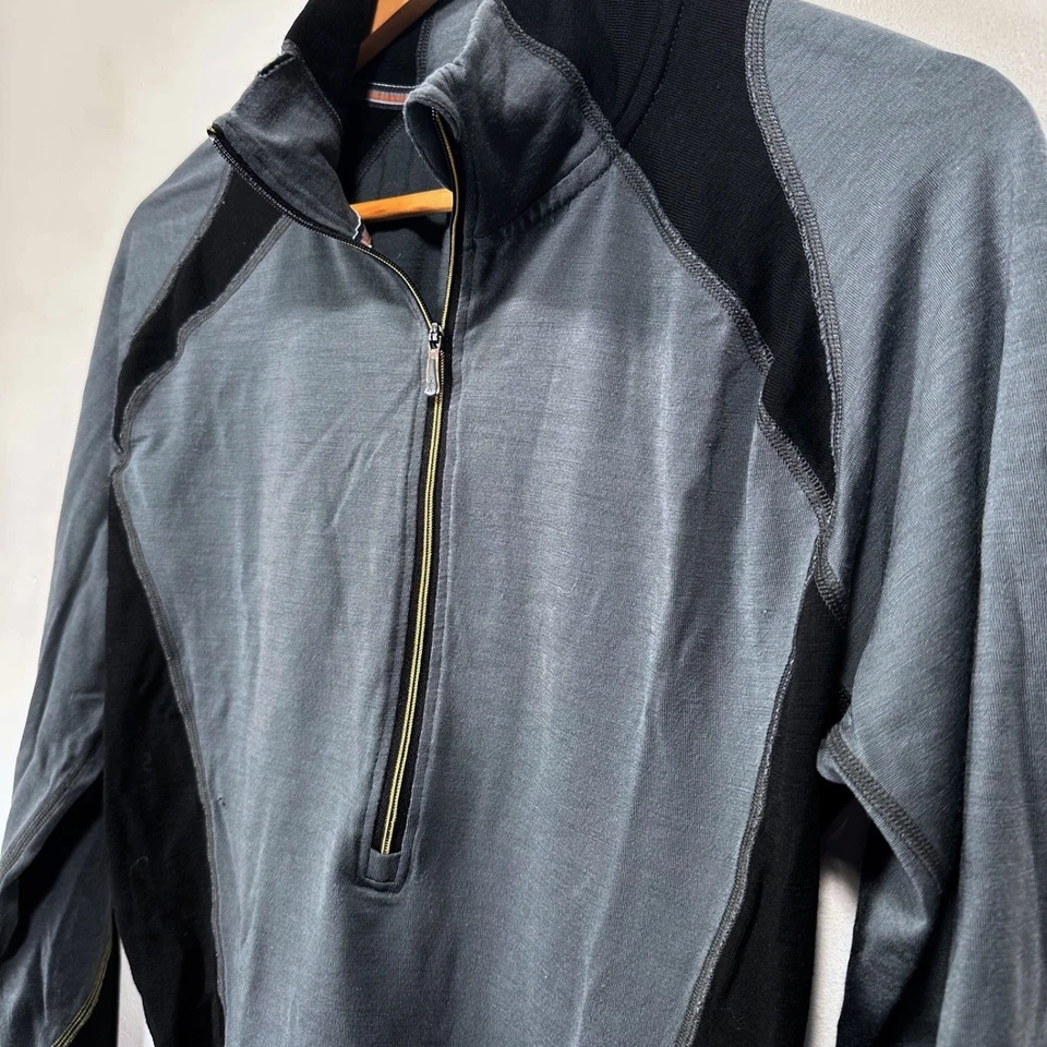 Smartwool Merino Wool Quarter Zip Long Sleeve Baselayer Shirt Men Medium Gray - Image 3 of 4