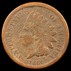 1860 Indian Head Cent - Antique United States of America 1c Penny Coin