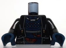 Lego Black Torso SW Coat over Dark Blue Shirt Necklace Hood on Back Pattern