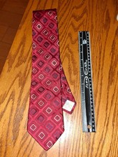 VINTAGE 1970s John W Nordstrom Silk Tie – Deep Red Box Cross Pattern-Made in USA