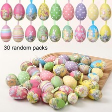 30 PCS Colorful Painted Easter Eggs Hanging Ornaments for DIY Crafts Home Decor