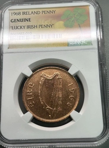 NGC 1968 Ireland Penny Genuine Lucky Irish Penny