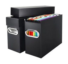 File Organizer Box with Lid  Handle, Heavy Duty Hanging File Folde... Fast Ship