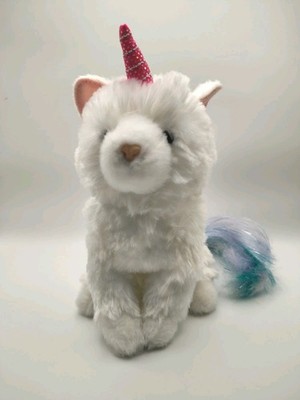 Douglas Unicorn Kitty Cat Plush Plush White Stuffed Animal Cuddle Toys 7.5''