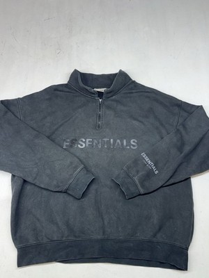 Fear of God ESSENTIALS Men s XL 1/4 Zip Pullover Sweatshirt Black Boxy Fit