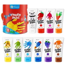Jar Melo Washable Finger Paints for Toddlers 10 Colors Large Capacity 2.1fl o...