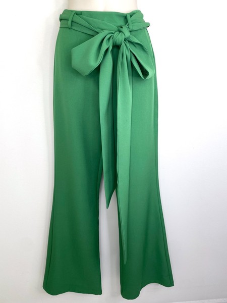 Bianca & Bridget Leona Pants size 6 high waisted green long sash belt soft flare