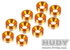 Hudy - ORANGE TAPERED WASHERS M3 10pcs ALUMINUM