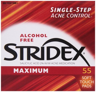 Stridex Acne Medication Maximum Strength Soft Touch Pads Alcohol Free 55 Count