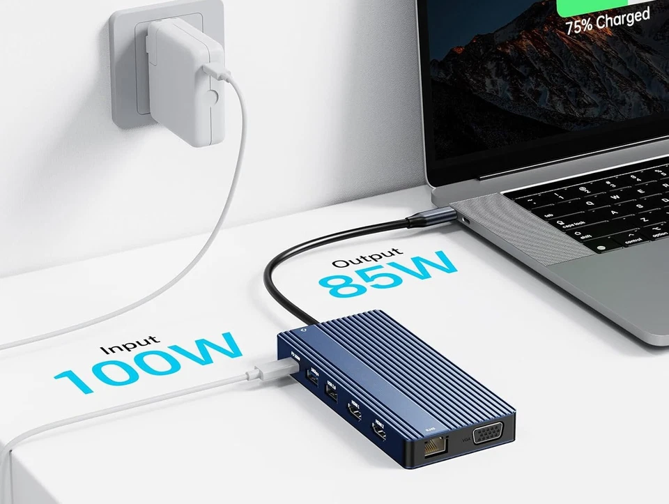 1 to 14 USB Type C Hub - 3 Monitors, Data Card, USB C and A, Audio, Power Charge - Image 4 of 4