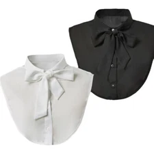 Women Bow Ribbon Detachable Fake Chiffon Collar Lapel False Shirt Choker
