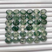  WHOLESALE 7X9 mm Natural Moss Agate Faceted Oval Shape Loose Gemstone Lot