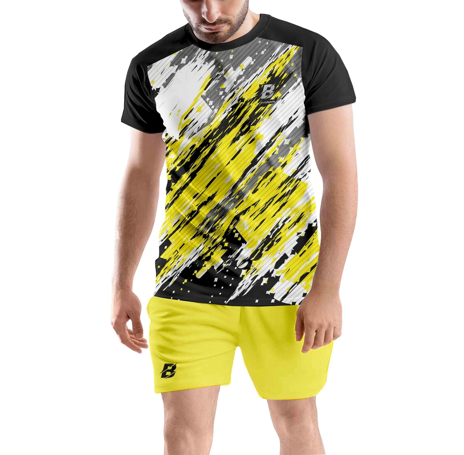 Printed Super Net Comfortable T shirt Shorts Set for Sports Gym