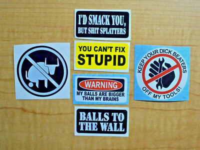 6pk Funny Hard Hat Stckers | No Rats Feelngs Warnng Foreman Laborer
