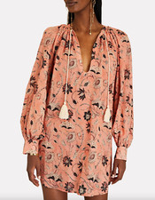 Ulla Johnson Pink Biarritz Tassel Floral Voile Mini Dress Size P NWT