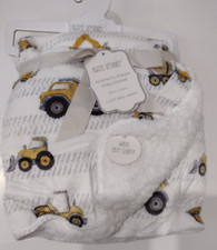 Always Dreaming Sherpa Baby Blanket Big Trucks Construction Vehicles Fleece New