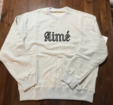 Aime Leon Dore ALD Houndstooth Appliqué Crewneck Sweatshirt FW22 Oatmeal Size XL