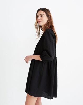 green emerald velvet dress Women's Madewell Embroidered Pintuck Minidress, Size Medium