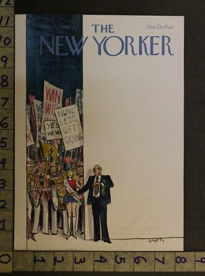 1980 NEW YORKER VINTAGE ART COVER SAXON POLITICS PARADE VOTING HUMOR COMIC NYQ77