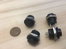4 Pieces Black small N/O Momentary 16mm push button Switch round 12v on off C18