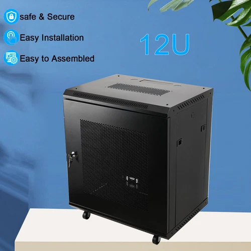 12HE Rack Gehäuse Netzwerkschrank mit 4 Abnehmbaren Rädern für 19zoll IT-Server